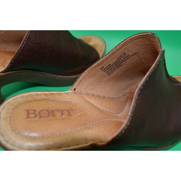 Born Leather Platform Slide Heels, Women's Sz 9, Brown - Picture 6 of 7